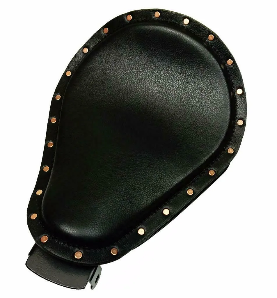 2010-2022 Sportster Harley Solo Seat Black Leather Rivets Spring Mount Kit bcs
