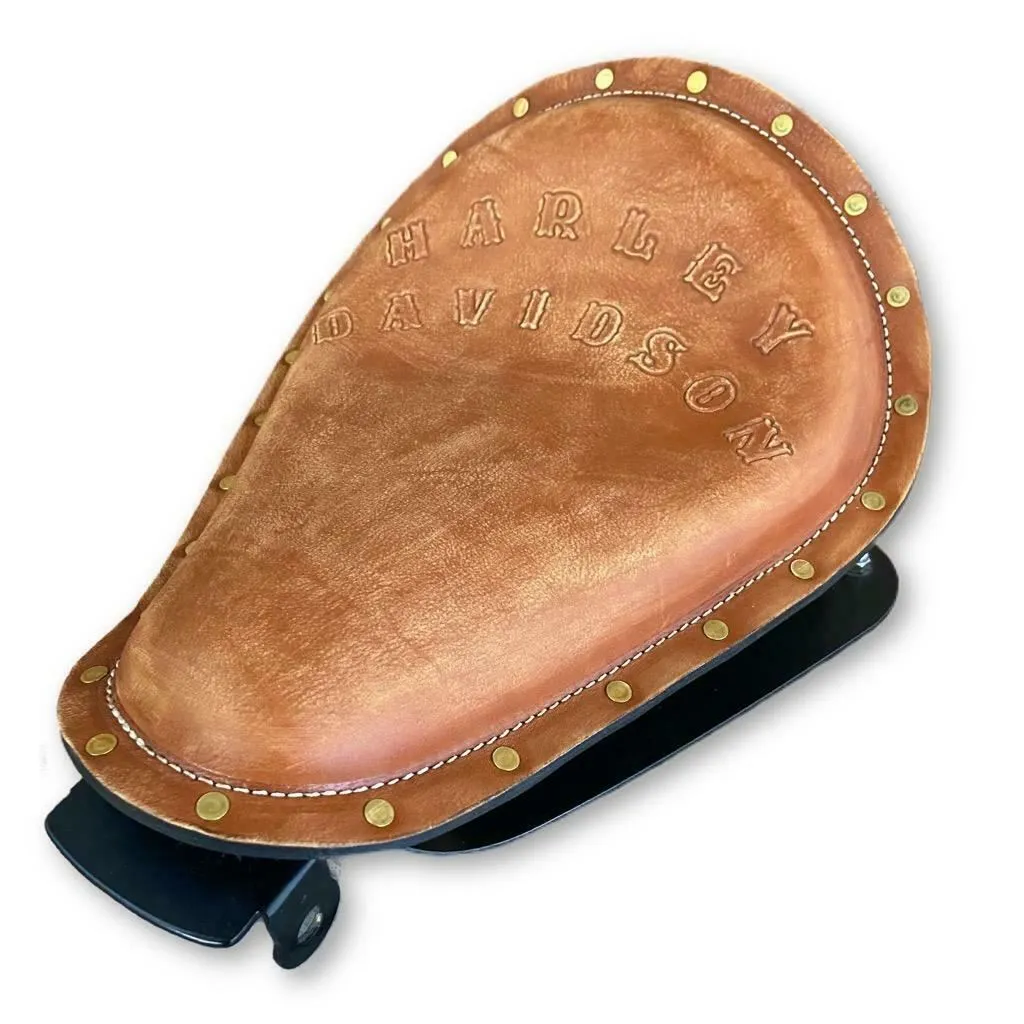 2010-2022 Sportster Harley Spring Seat Conversion Kit Tan Dist Leather Seat Pad