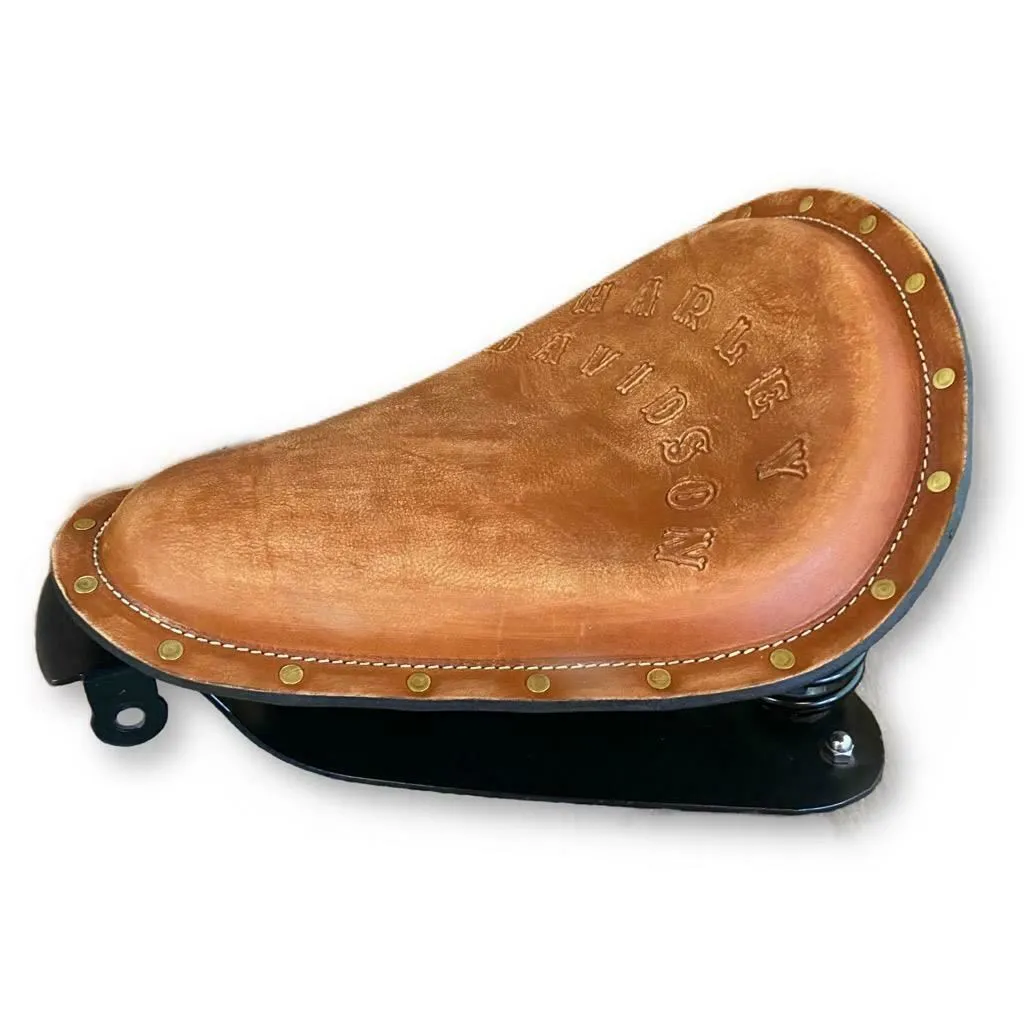 2010-2022 Sportster Harley Spring Seat Conversion Kit Tan Dist Leather Seat Pad