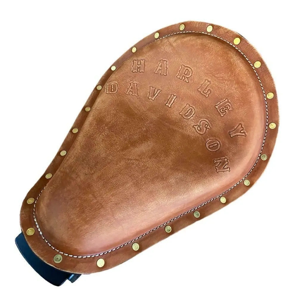2010-2022 Sportster Harley Spring Seat Conversion Kit Tan Distress Leather Seat