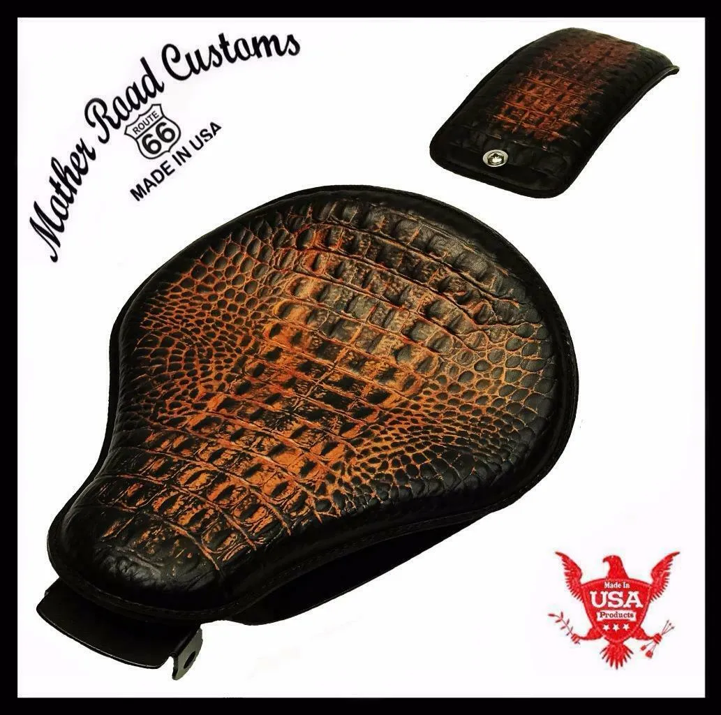 2010-2022 Sportster Harley Spring Solo Seat P-Pad Kit Ant Br Gator Leather bs