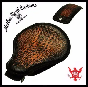 2010-2022 Sportster Harley Spring Solo Seat P-Pad Kit Ant Br Gator Leather bs