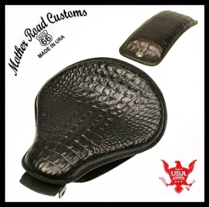 2010-2022 Sportster Harley Spring Solo Seat P-Pad Kit Black Alligator Leather bs