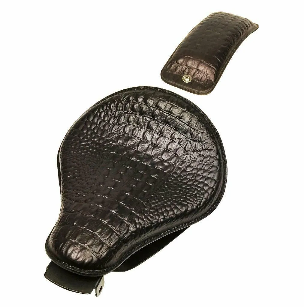 2010-2022 Sportster Harley Spring Solo Seat P-Pad Kit Black Alligator Leather bs