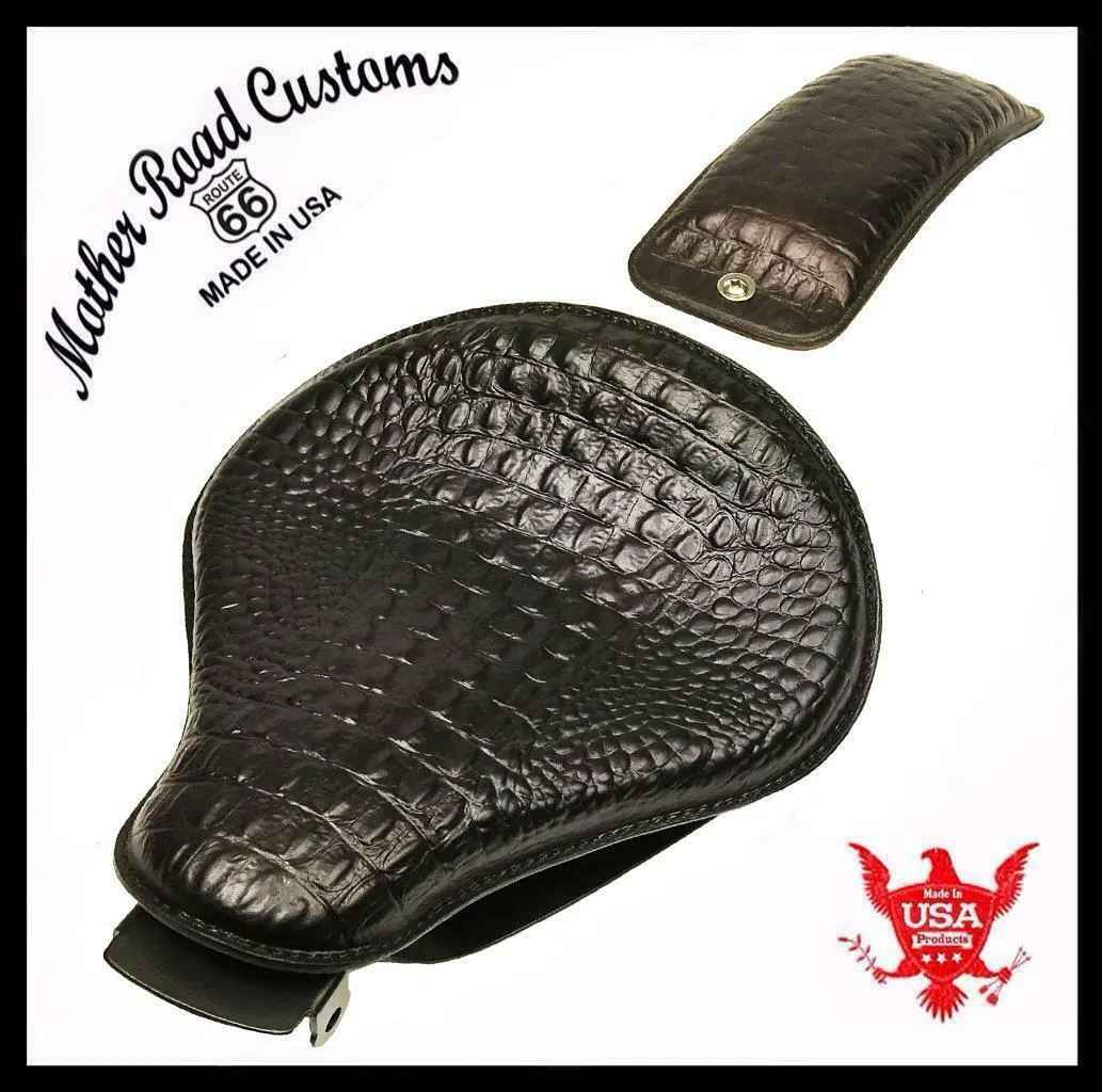 2010-2022 Sportster Harley Spring Solo Seat P-Pad Kit Black Alligator Leather bs