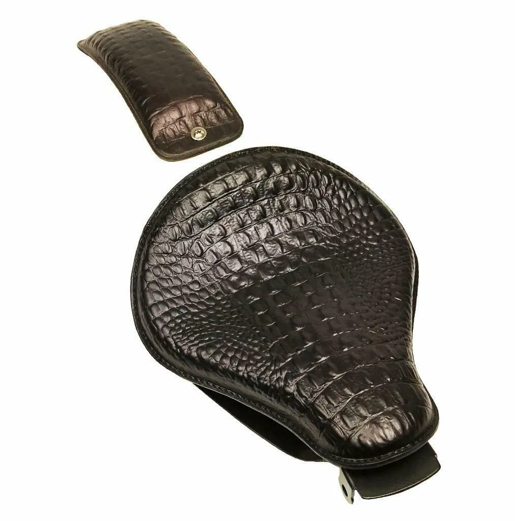 2010-2022 Sportster Harley Spring Solo Seat P-Pad Kit Black Alligator Leather bs