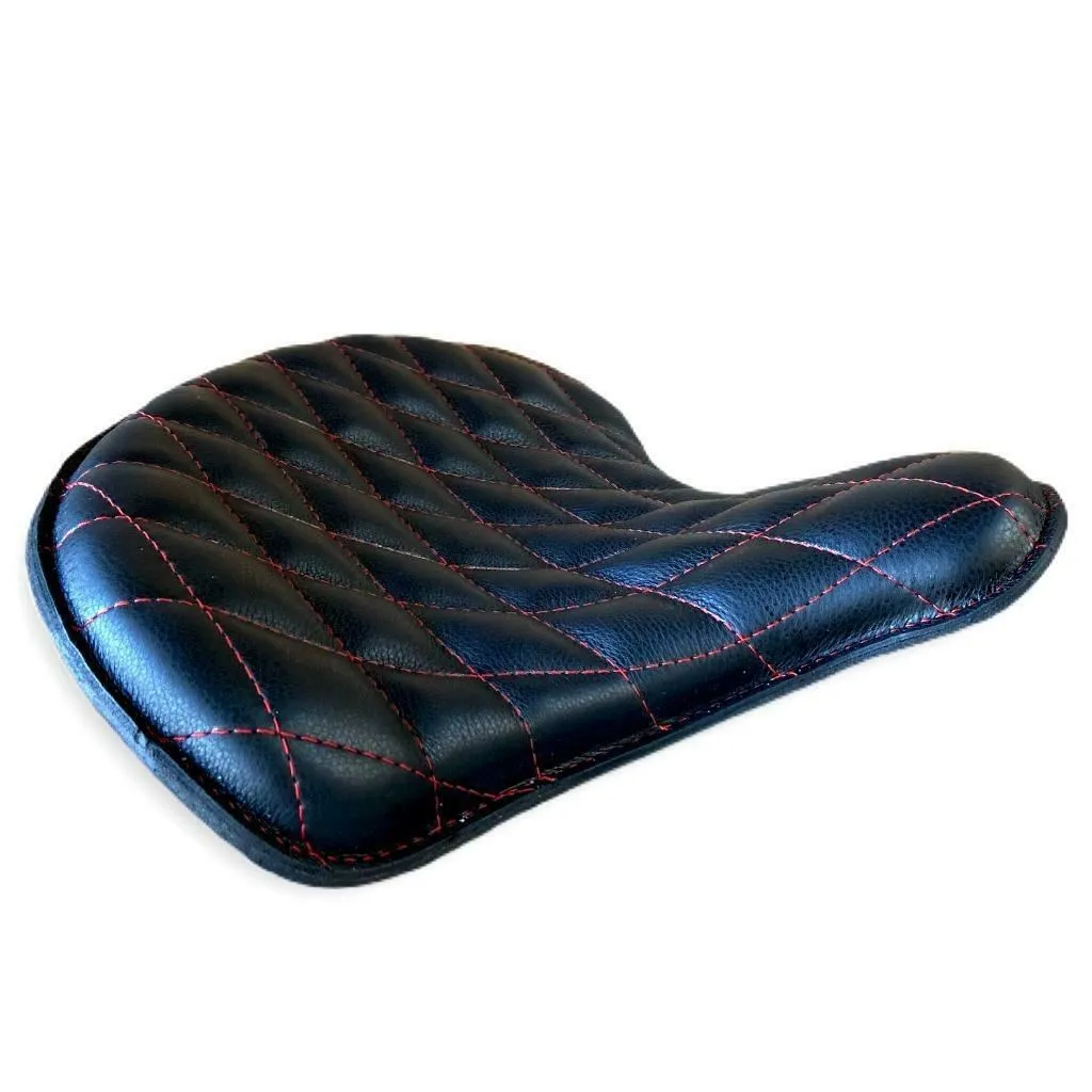 2015-2024 Indian Scout Bobber Seat Spring Kit Black Diamond Red Stitched 15x14x1"