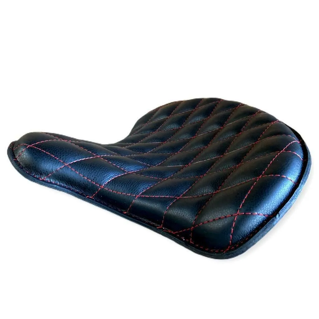 2015-2024 Indian Scout Bobber Seat Spring Kit Black Diamond Red Stitched 15x14x1"