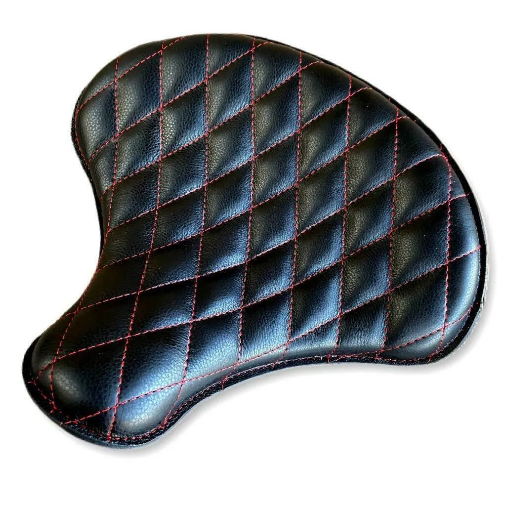 2015-2024 Indian Scout Bobber Seat Spring Kit Black Diamond Red Stitched 15x14x1"