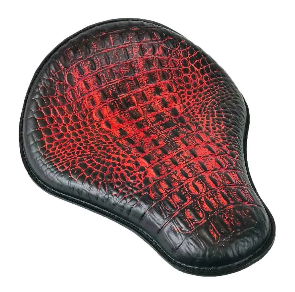 2017-2025 Triumph Bonneville Bobber Seat 13x15" Antique Red Alligator Saddle