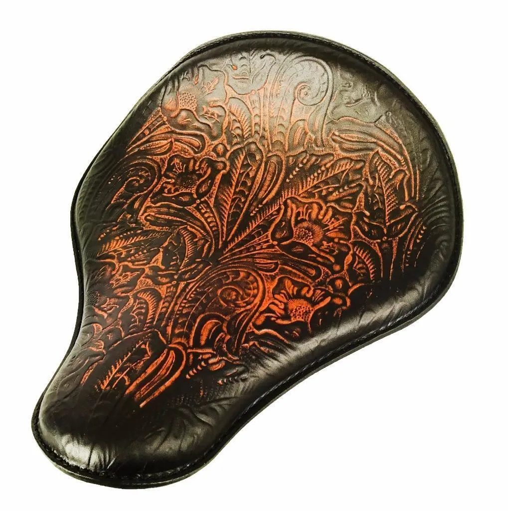 2017-2025 Triumph Bonneville Bobber Seat Ant Brown Tooled Leather 13x15 Saddle