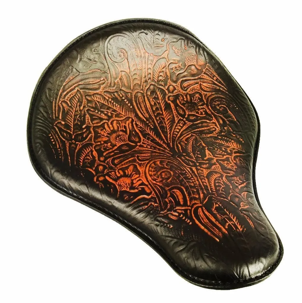 2017-2025 Triumph Bonneville Bobber Seat Ant Brown Tooled Leather 13x15 Saddle