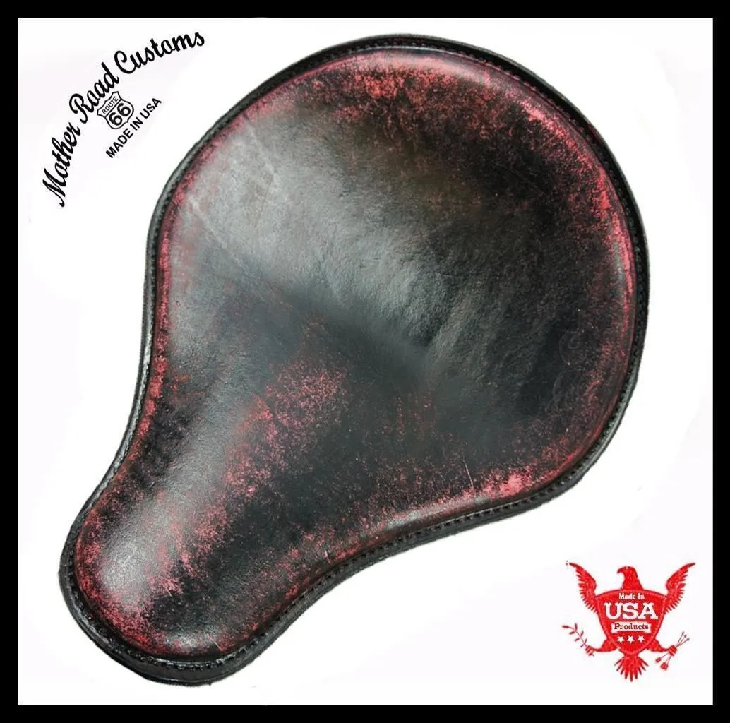 2017-2025 Triumph Bonneville Bobber Seat Solo Red Distress Leather 13x15 Saddle