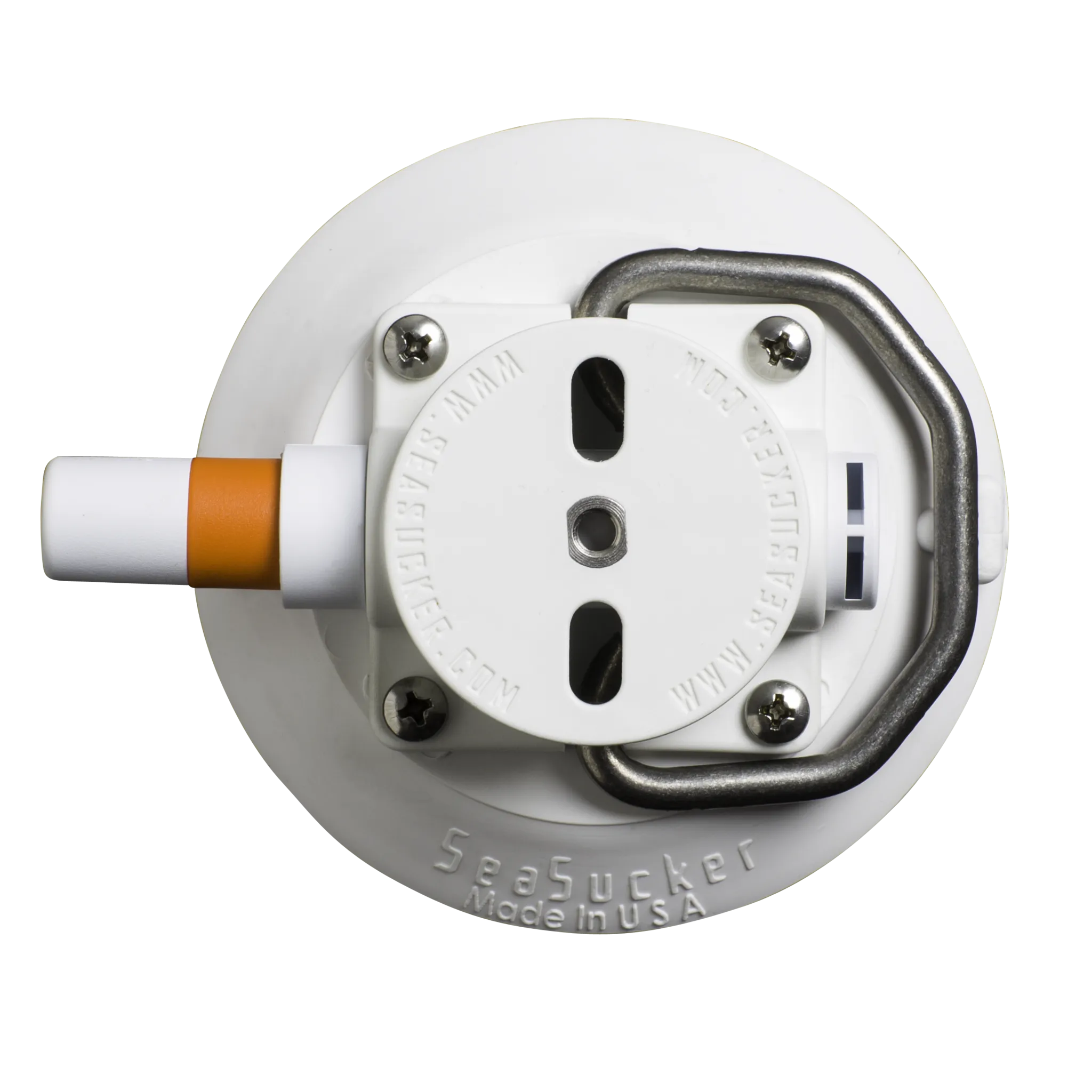 4.5" SeaSucker Vacuum Mount with Flat-Top Stainless Steel D-Ring - White