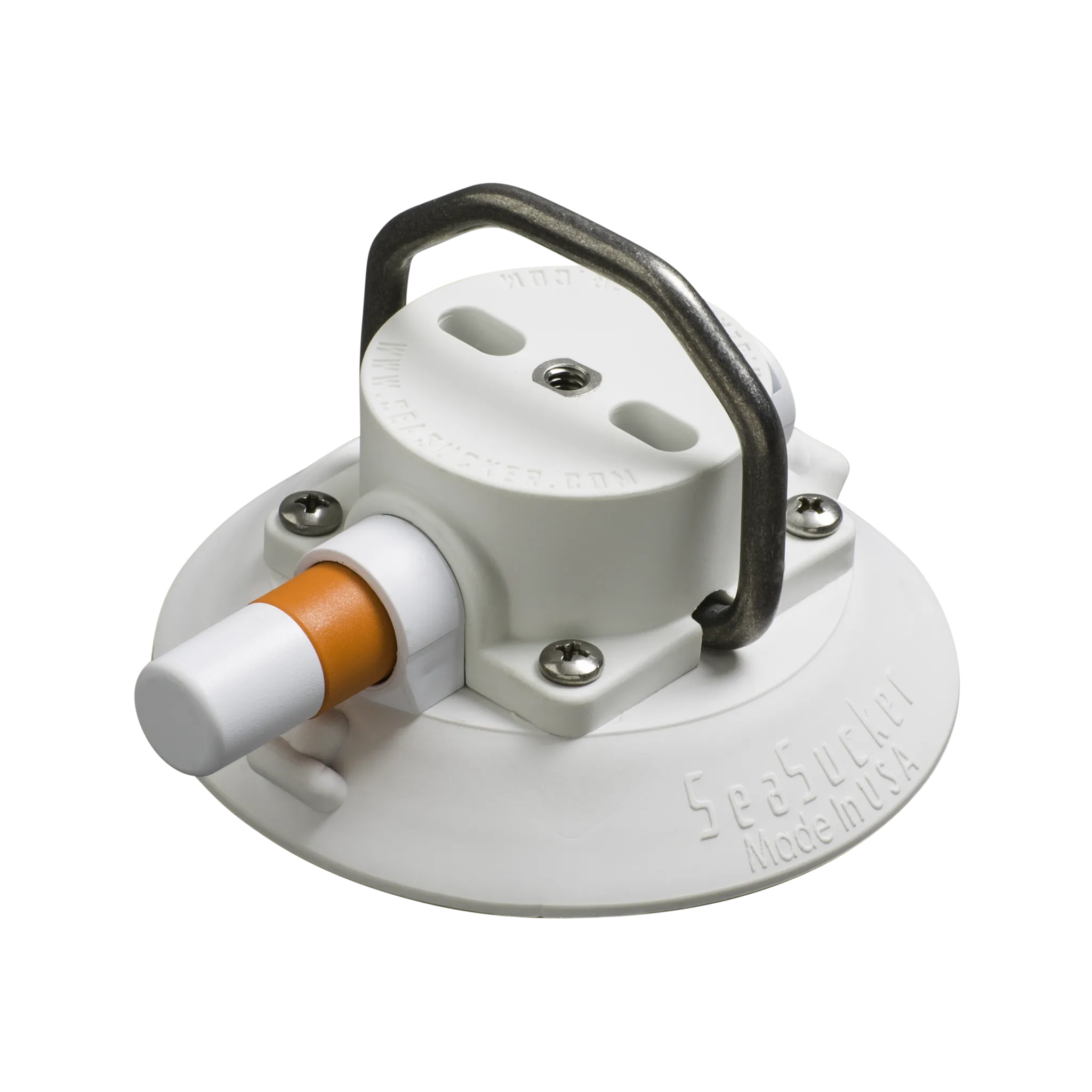 4.5" SeaSucker Vacuum Mount with Flat-Top Stainless Steel D-Ring - White