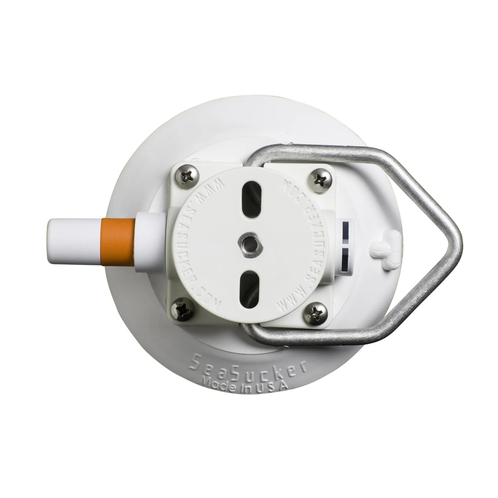 4.5" SeaSucker Vacuum Mount with Pointed Stainless Steel D-Ring - White