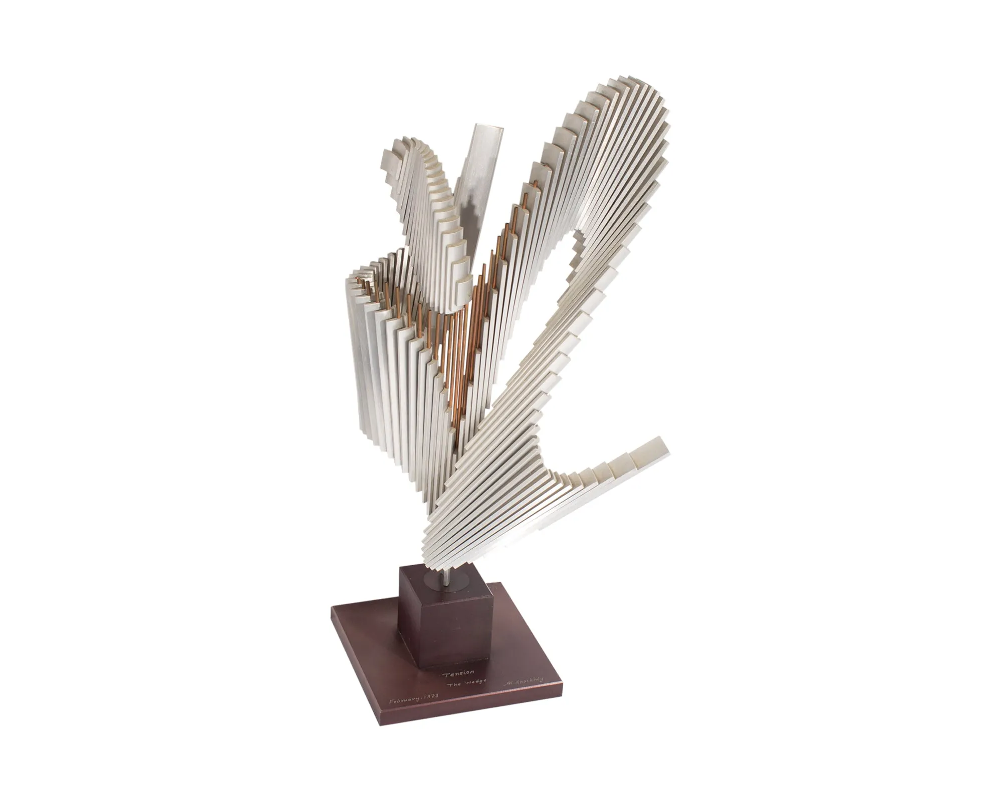 Ahmad Al-Shaikhly Signed 1979 “Tension, The Wedge” Abstract Metal Sculpture
