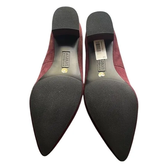 Alfani Step N Flex Cashh Women Pointed Toe Pump Heel Dark Berry Suede Sz 6M