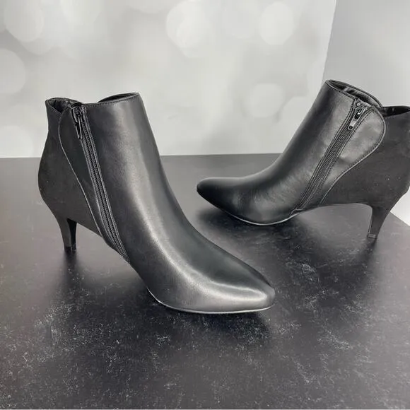 Alfani Women's Harpper Kitten-Heel Booties Black Leather Sz 9.5