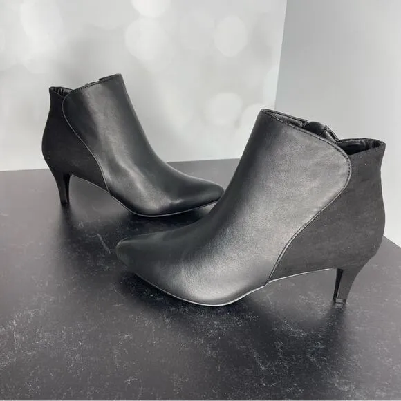 Alfani Women's Harpper Kitten-Heel Booties Black Leather Sz 9.5
