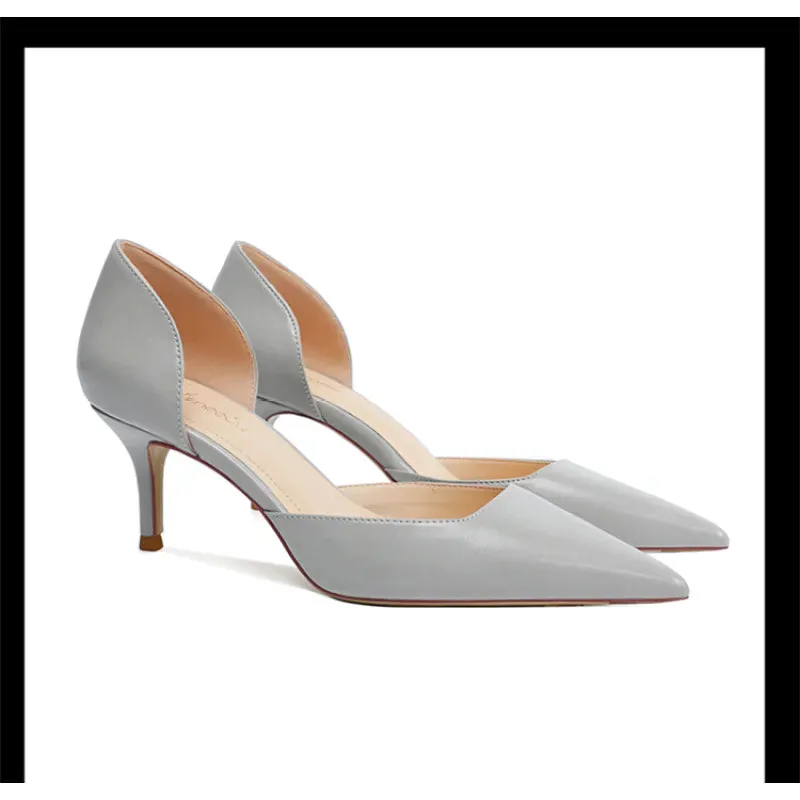All-Match Genuine Leather Pointed Toe Stiletto Pumps