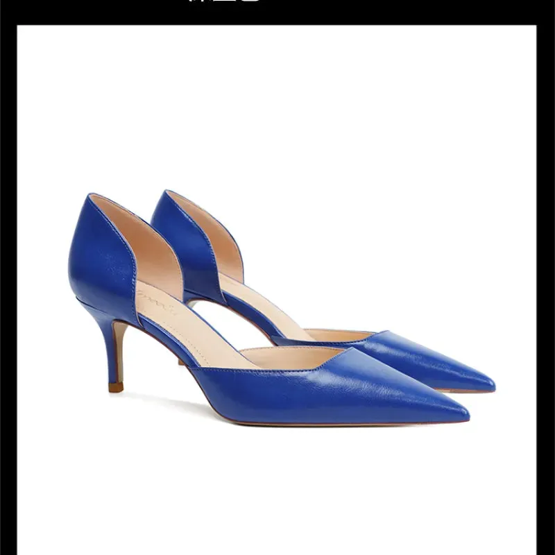 All-Match Genuine Leather Pointed Toe Stiletto Pumps