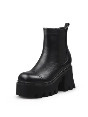 Almond-Toe Matt Leather Chelsea Boot - Black