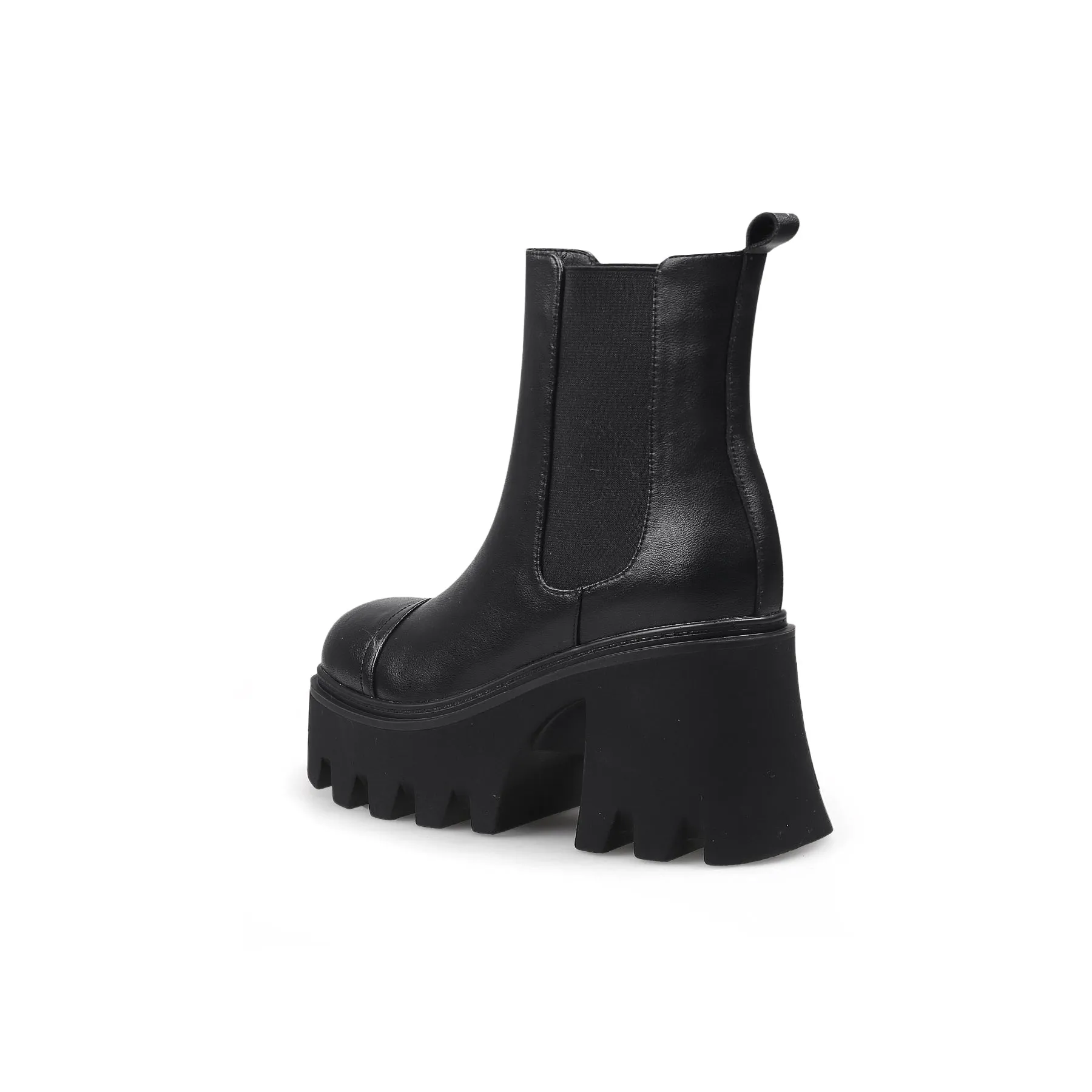 Almond-Toe Matt Leather Chelsea Boot - Black