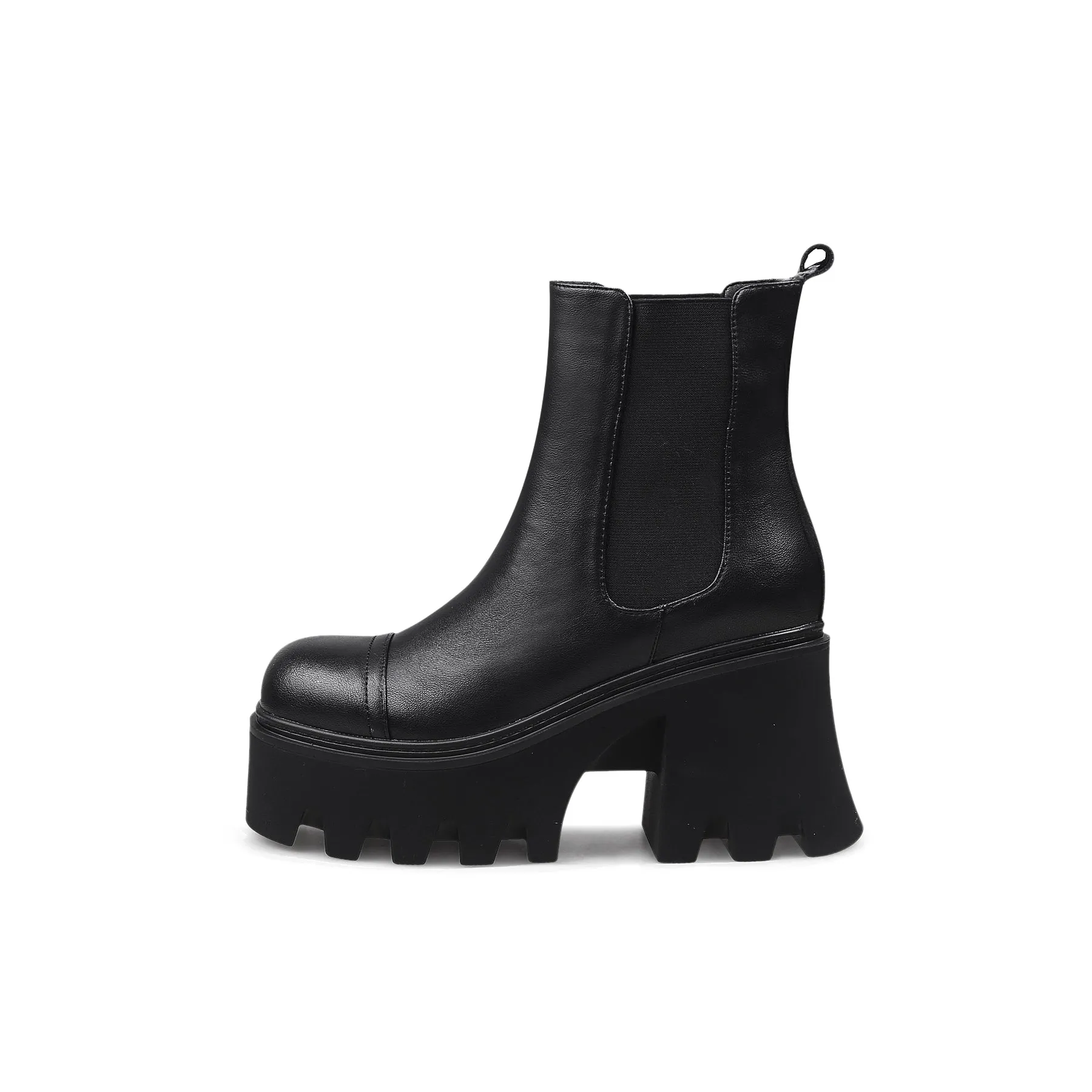 Almond-Toe Matt Leather Chelsea Boot - Black