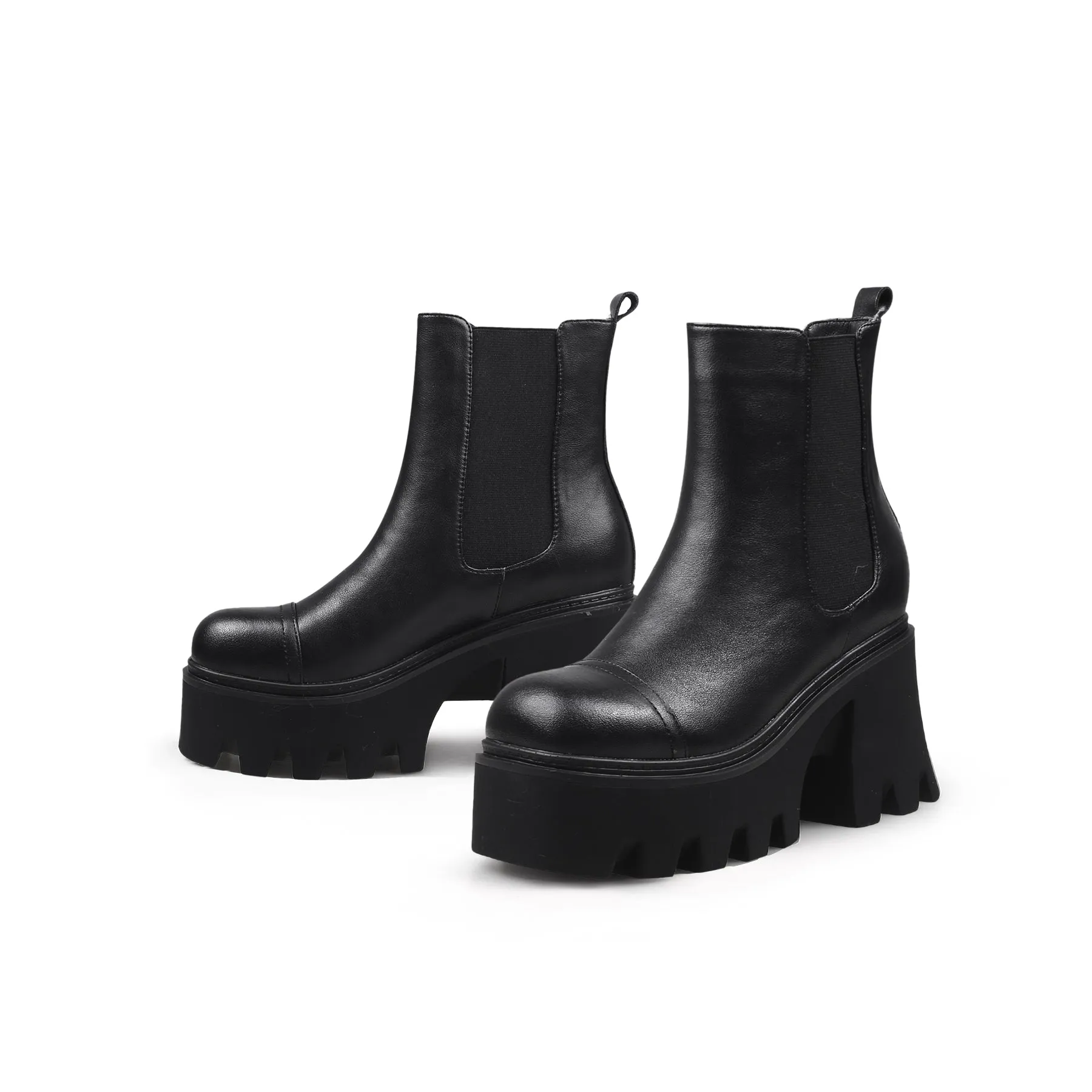 Almond-Toe Matt Leather Chelsea Boot - Black