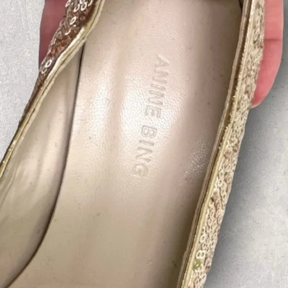 Anine Bing Gold Sequin Pumps