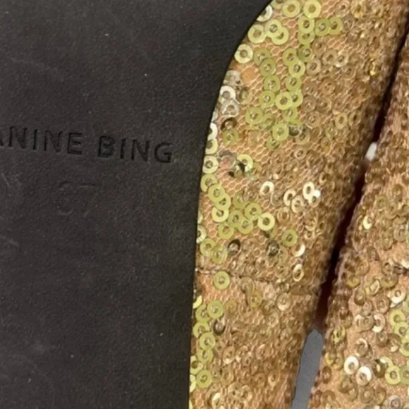 Anine Bing Gold Sequin Pumps