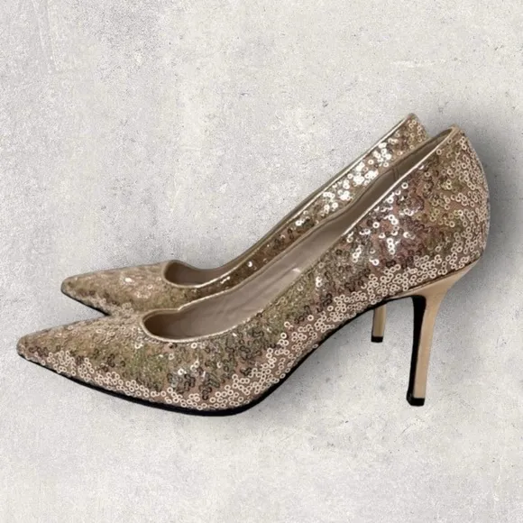 Anine Bing Gold Sequin Pumps