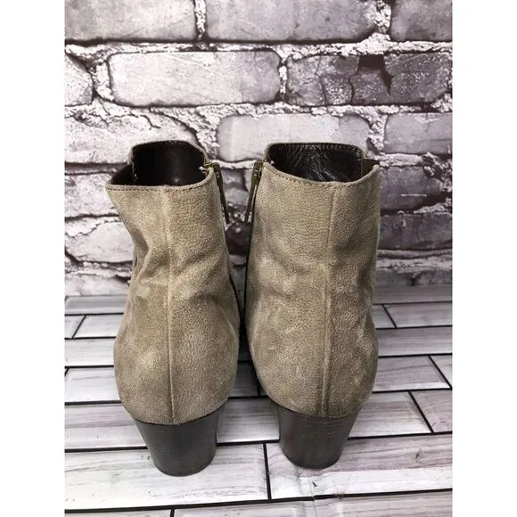 Aquatalia Taupe Suede Leather Side Zip Heel Ankle Booties Women’s Sz 10M US/41EU