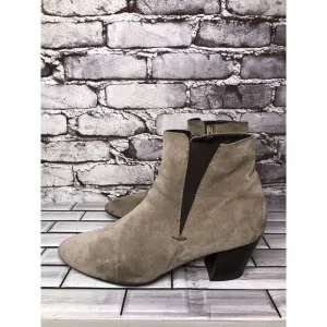 Aquatalia Taupe Suede Leather Side Zip Heel Ankle Booties Women’s Sz 10M US/41EU