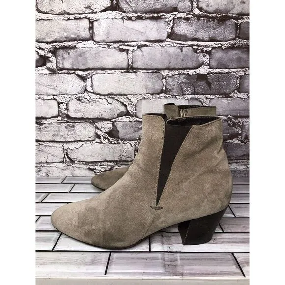 Aquatalia Taupe Suede Leather Side Zip Heel Ankle Booties Women’s Sz 10M US/41EU
