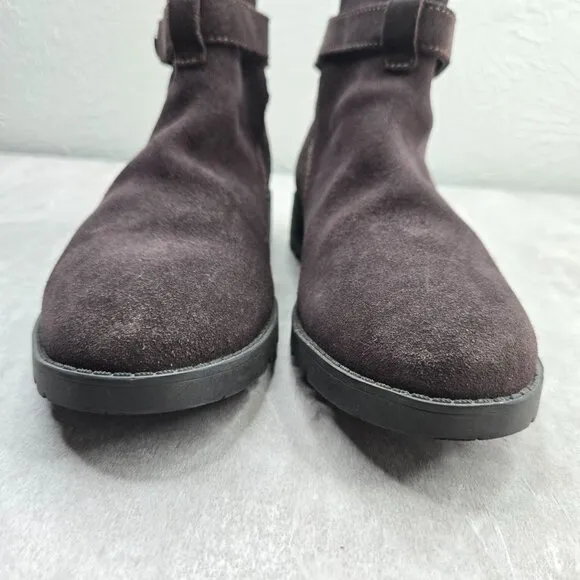 Ariat Waterproof Western Ankle Booties Sz 7 Brown Suede Low Heel Equestrian Boot