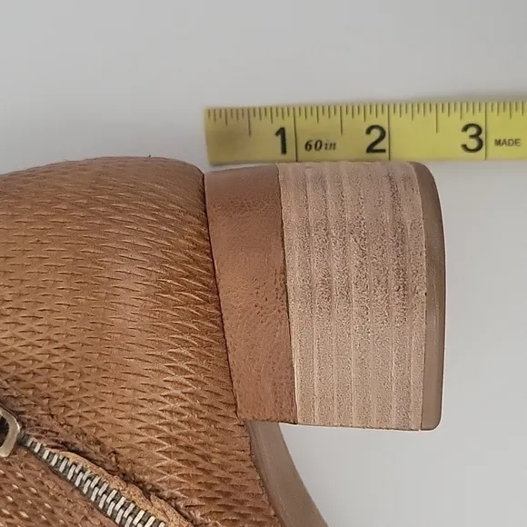 AS98 Tan Leather Woven Ankle Booties
