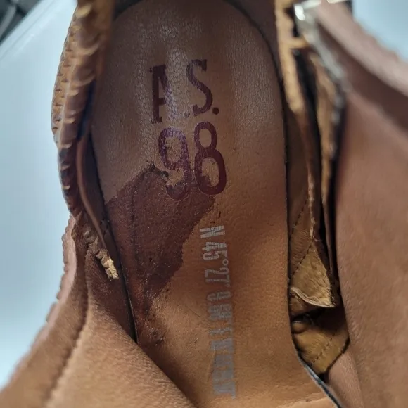 AS98 Tan Leather Woven Ankle Booties