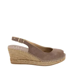 Basic Cushioned Suede Leather Wedge Espadrille for Women - Calpe