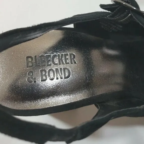 Bleecker &amp; Bond Suede Sling Back Pointed Toe Pumps Black Size 10