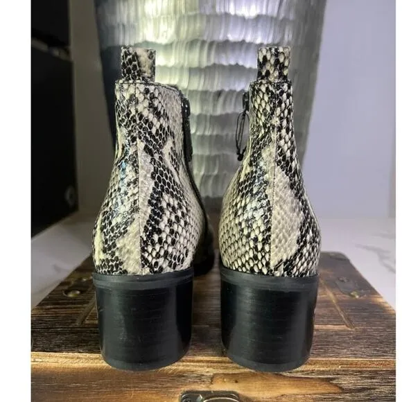 Blondo Elvina Waterproof Block Heel Ankle Booties in Snakeskin Leather