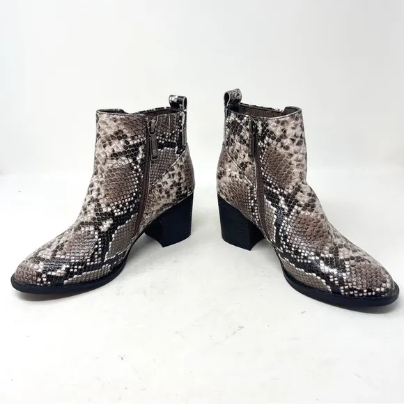 Blondo Noa Waterproof Snakeskin Genuine Leather Ankle Booties Size 6.5