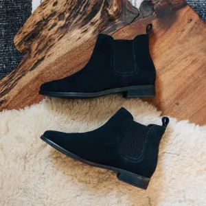 BNIB TOMS Ella Genuine Suede Booties In Black Size 5