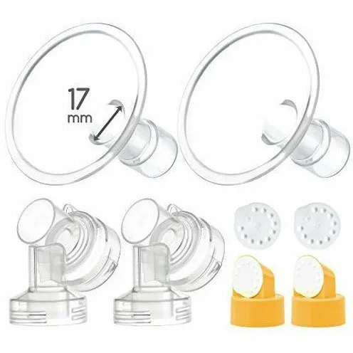 Breastshield 17-34mm, 2x Base Connector w/Valve and Membrane for Medela by Maymom