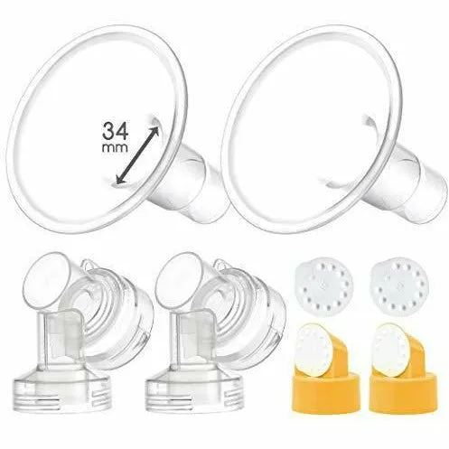 Breastshield 17-34mm, 2x Base Connector w/Valve and Membrane for Medela by Maymom