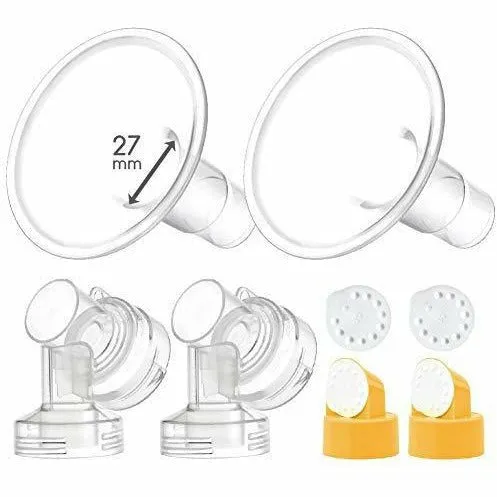 Breastshield 17-34mm, 2x Base Connector w/Valve and Membrane for Medela by Maymom