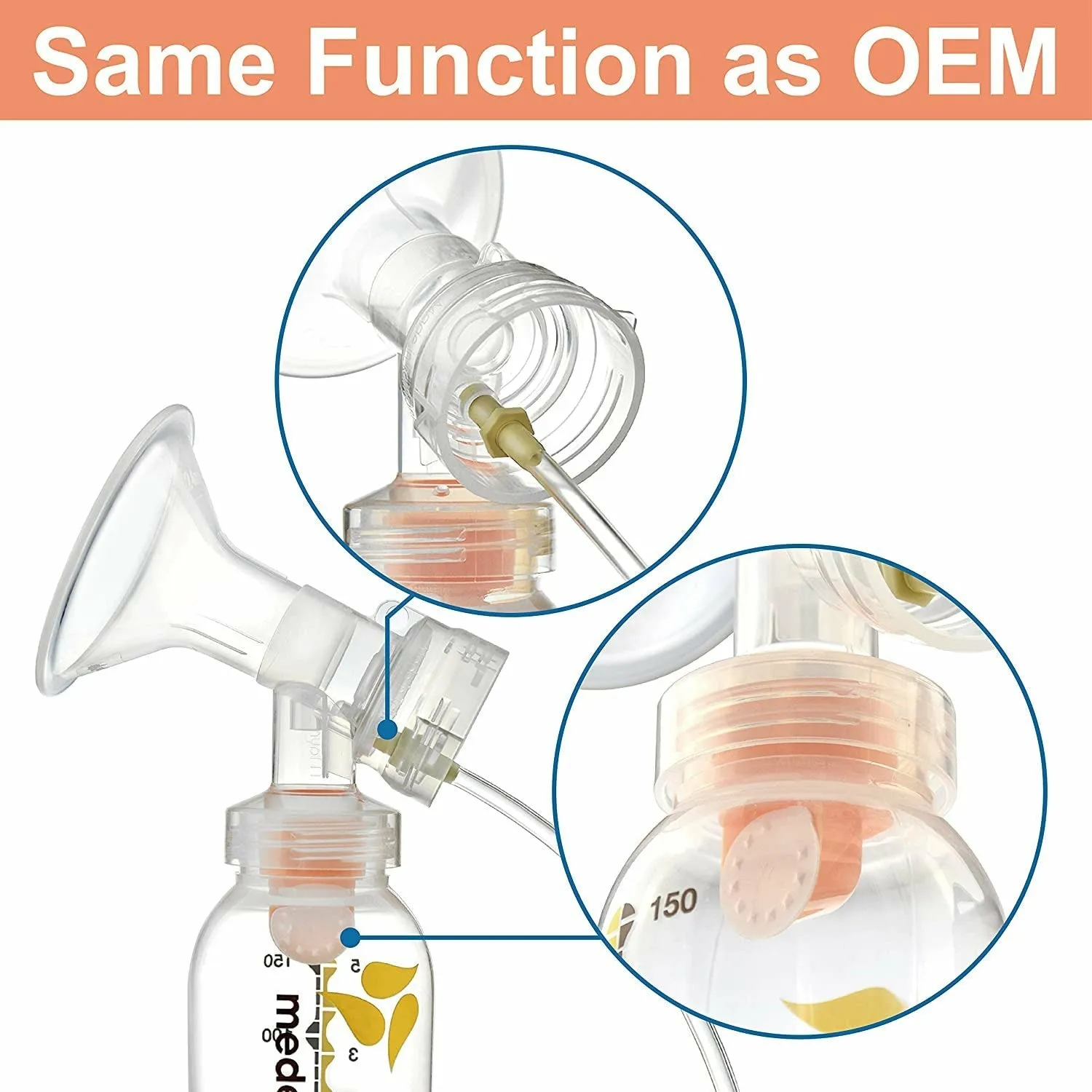 Breastshield 17-34mm, 2x Base Connector w/Valve and Membrane for Medela by Maymom