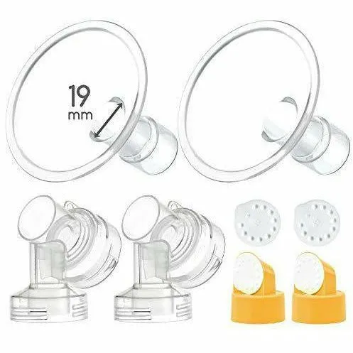Breastshield 17-34mm, 2x Base Connector w/Valve and Membrane for Medela by Maymom