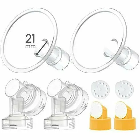 Breastshield 17-34mm, 2x Base Connector w/Valve and Membrane for Medela by Maymom